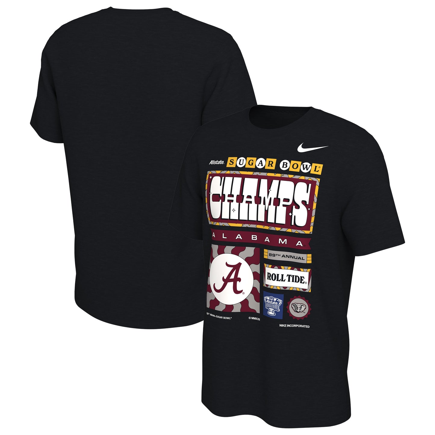 Men's Nike Black Alabama Crimson Tide 2022 Sugar Bowl Champions Locker Room T-Shirt