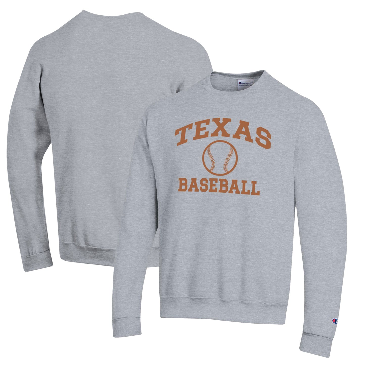 Men's Champion Gray Texas Longhorns Icon Baseball Powerblend Pullover Sweatshirt