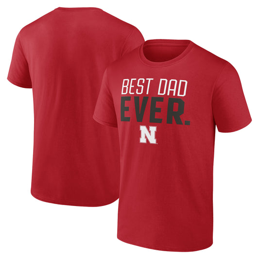 Women's Scarlet Nebraska Huskers Best Dad Ever T-Shirt