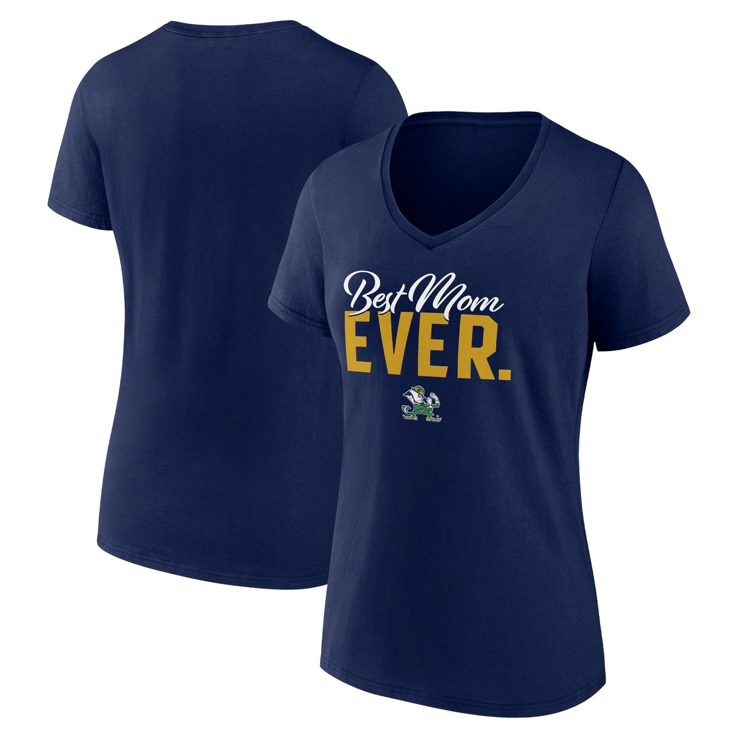 Women's Navy Notre Dame Fighting Irish Best Mom Ever V-Neck T-Shirt