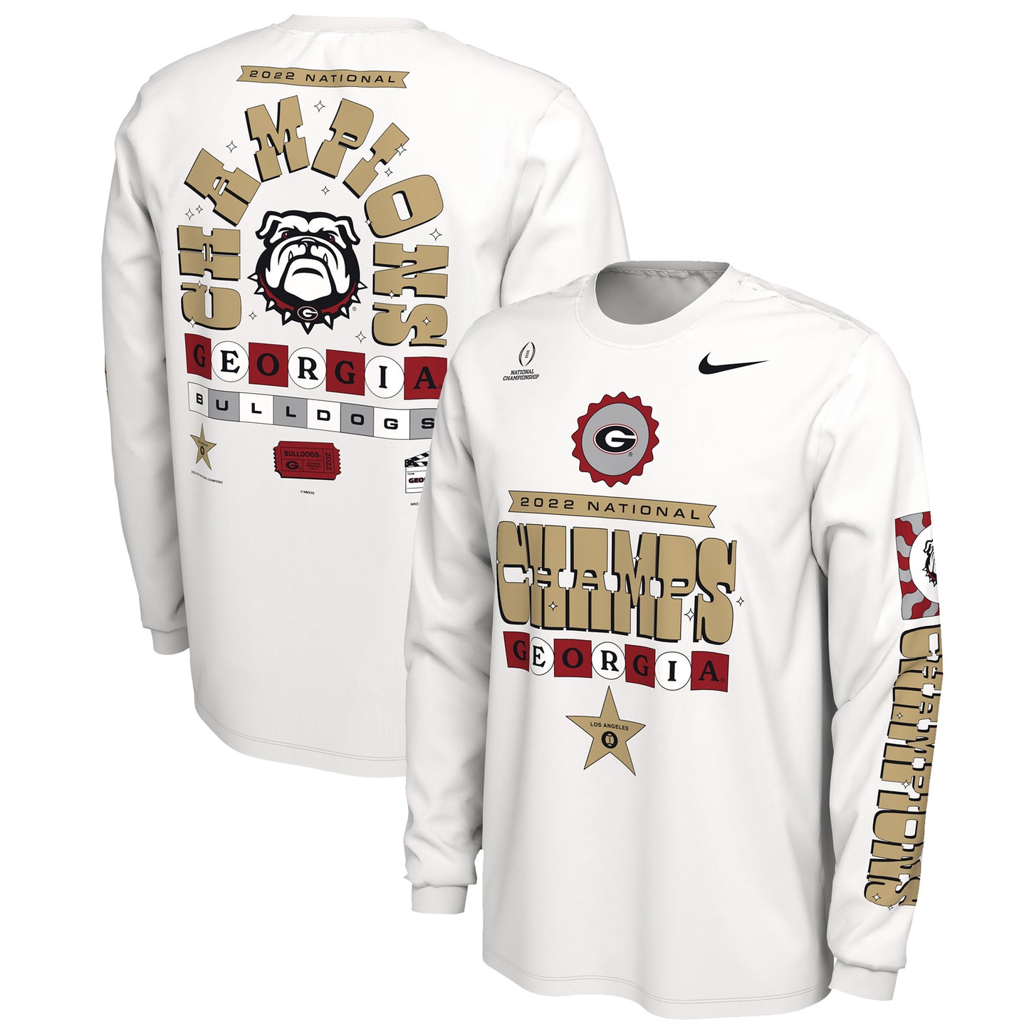 Men's Nike White Georgia Bulldogs College Football Playoff 2022 National Champions Celebration Long Sleeve T-Shirt