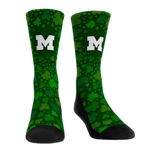 Rock Em Socks Michigan Wolverines St. Patrick's Day Shamrock Crew Socks