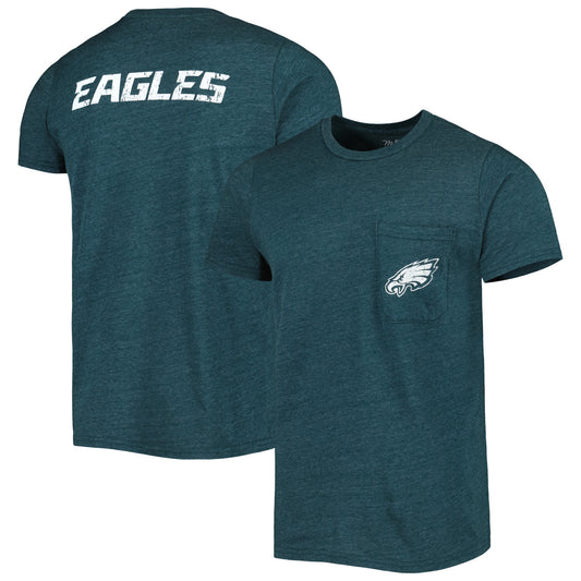 Men's Majestic Threads Midnight Green Philadelphia Eagles Tri-Blend Pocket T-Shirt