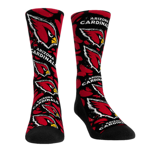 Unisex Rock Em Socks Arizona Cardinals Allover Logo & Paint Crew Socks