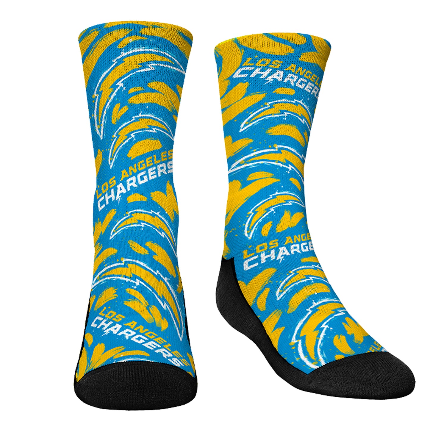 Youth Rock Em Socks Los Angeles Chargers Allover Logo & Paint Crew Socks