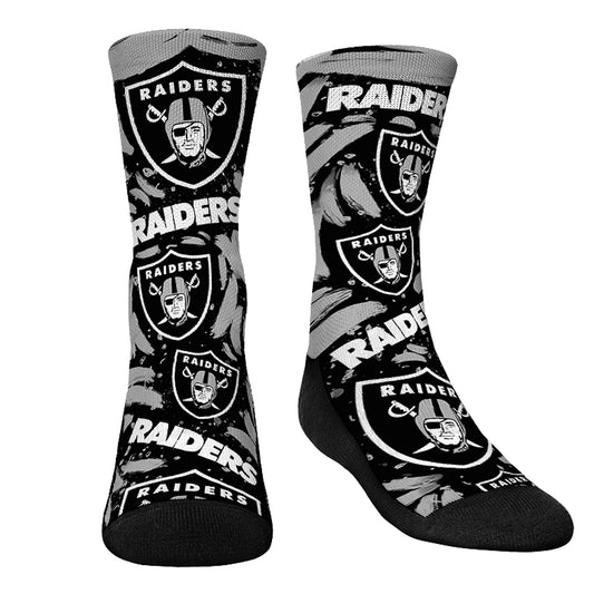 Youth Rock Em Socks Las Vegas Raiders Allover Logo & Paint Crew Socks