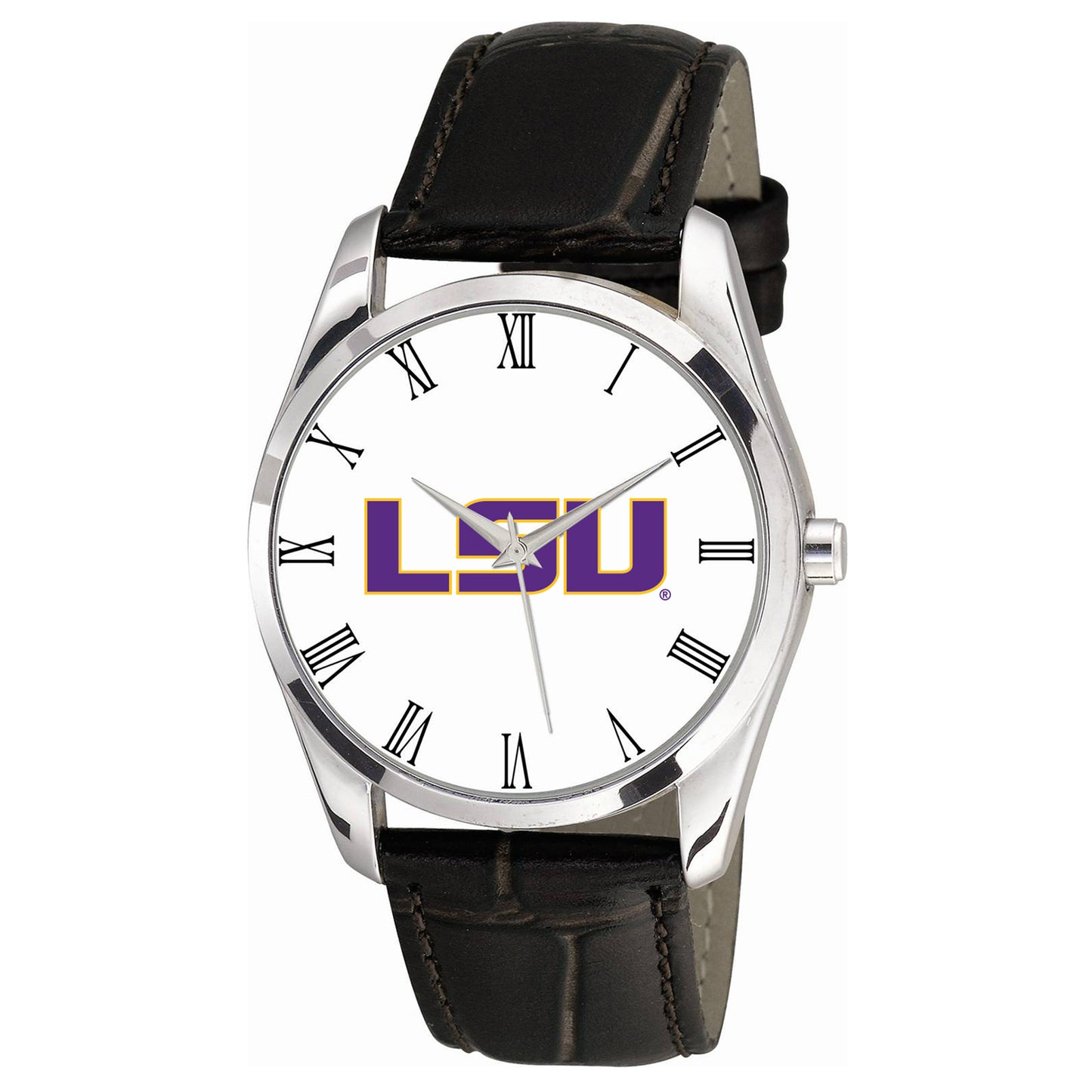 LSU Tigers Berkeley Black Leather Watch