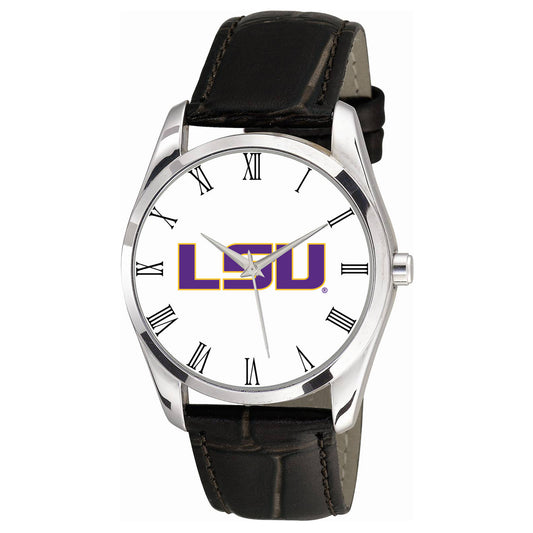 LSU Tigers Berkeley Black Leather Watch