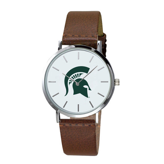 Michigan State Spartans Plexus Brown Leather Watch