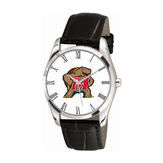 Women's Maryland Terrapins Berkeley Black Leather Watch