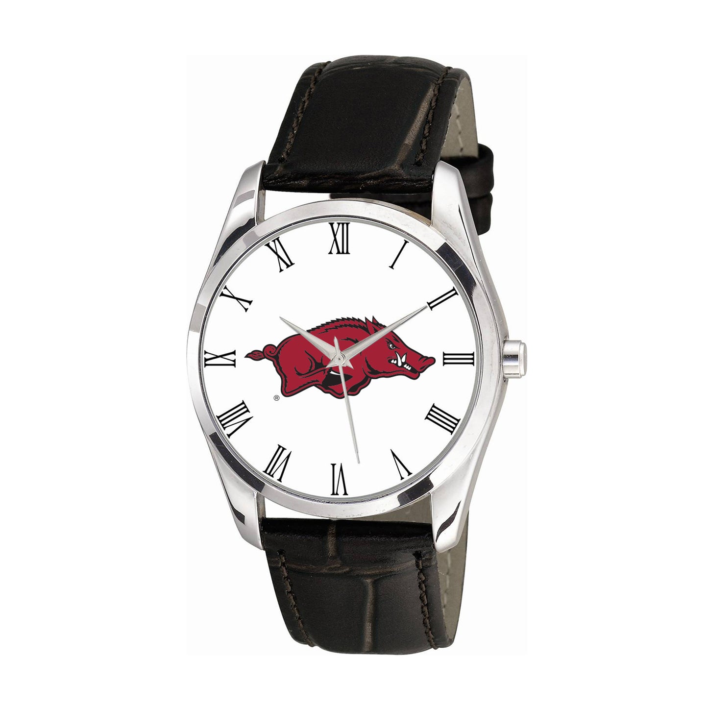 Women's Arkansas Razorbacks Berkeley Black Leather Watch
