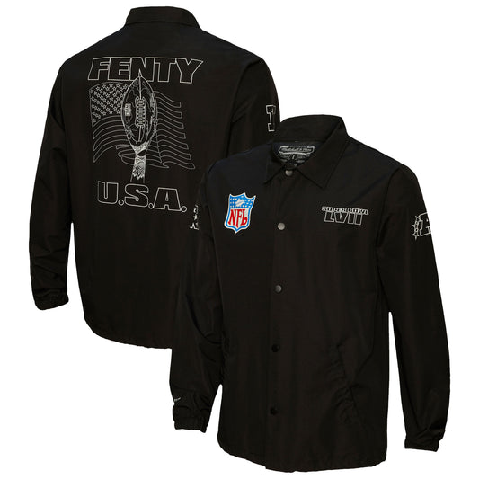 Unisex FENTY for Mitchell & Ness Black Super Bowl LVII Full-Snap Coaches Jacket