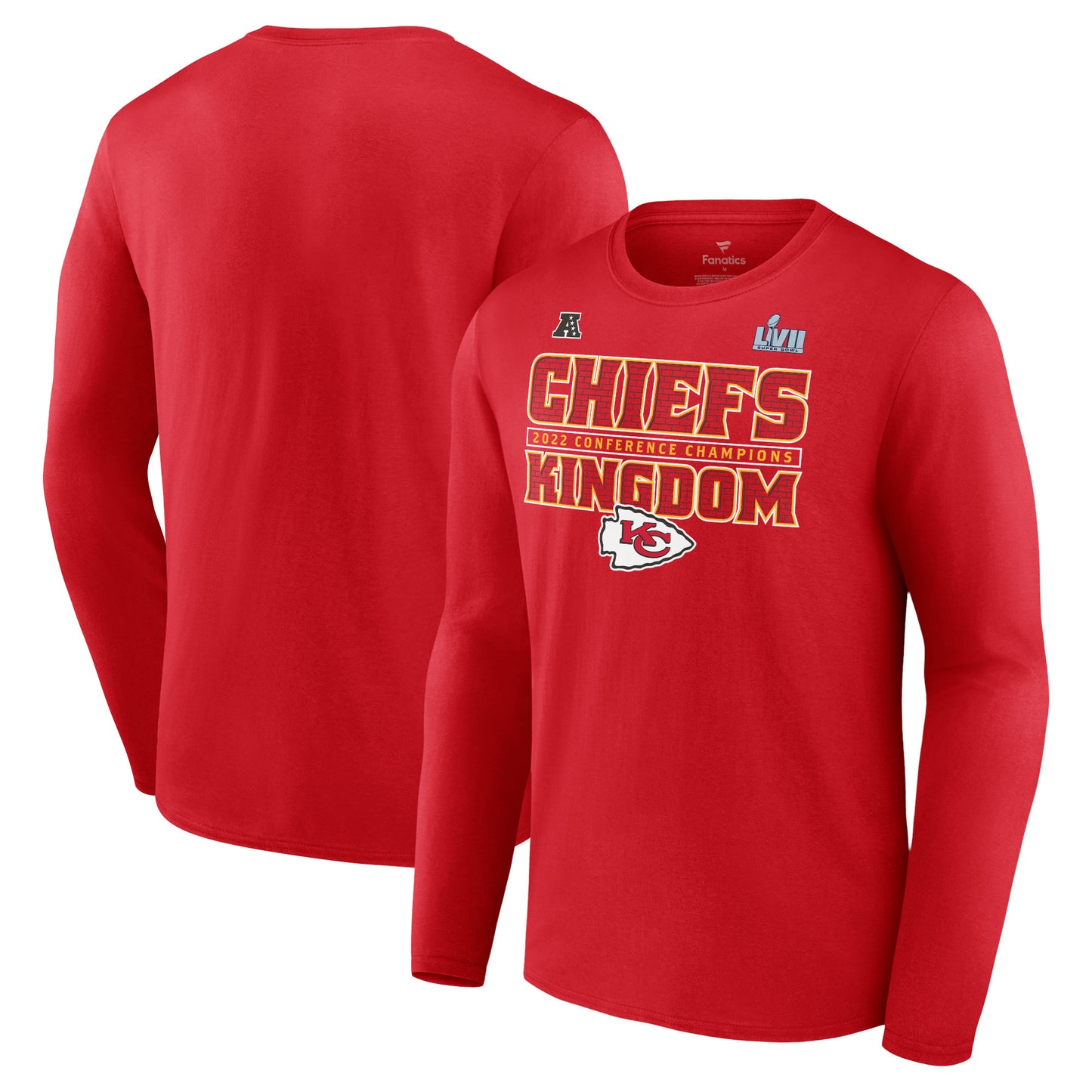 Men's Fanatics Red Kansas City Chiefs 2022 AFC Champions Team Slogan Long Sleeve T-Shirt