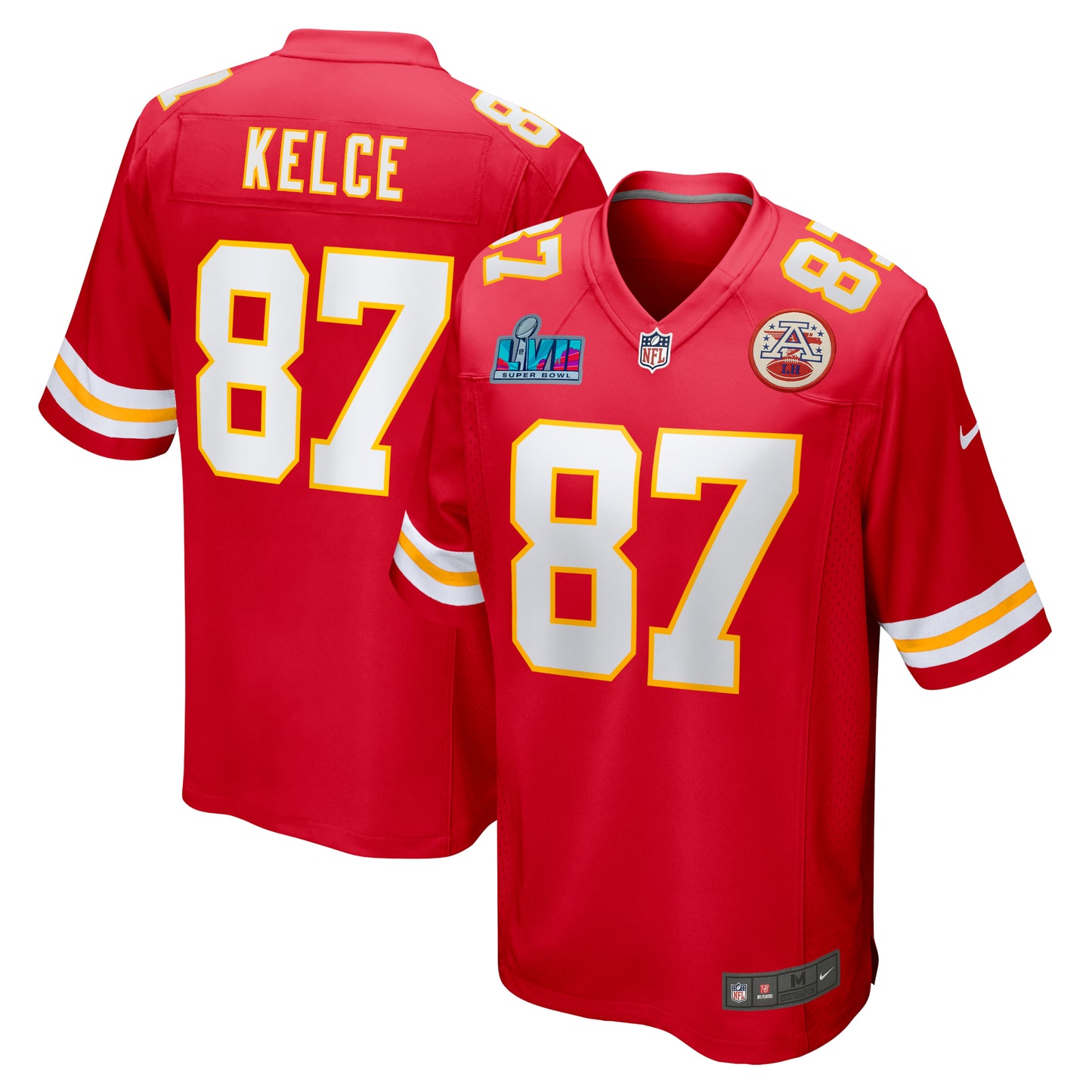 Men's Nike Travis Kelce Red Kansas City Chiefs Super Bowl LVII (2022 Season) Patch Game Jersey