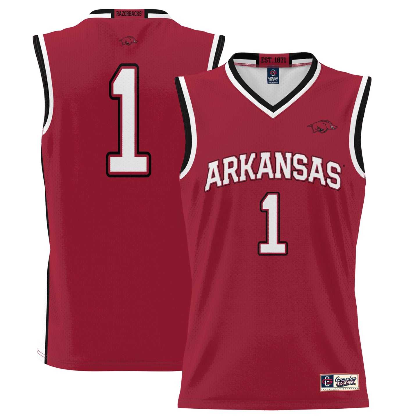 Youth GameDay Greats #1 Cardinal Arkansas Razorbacks Lightweight Basketball Jersey