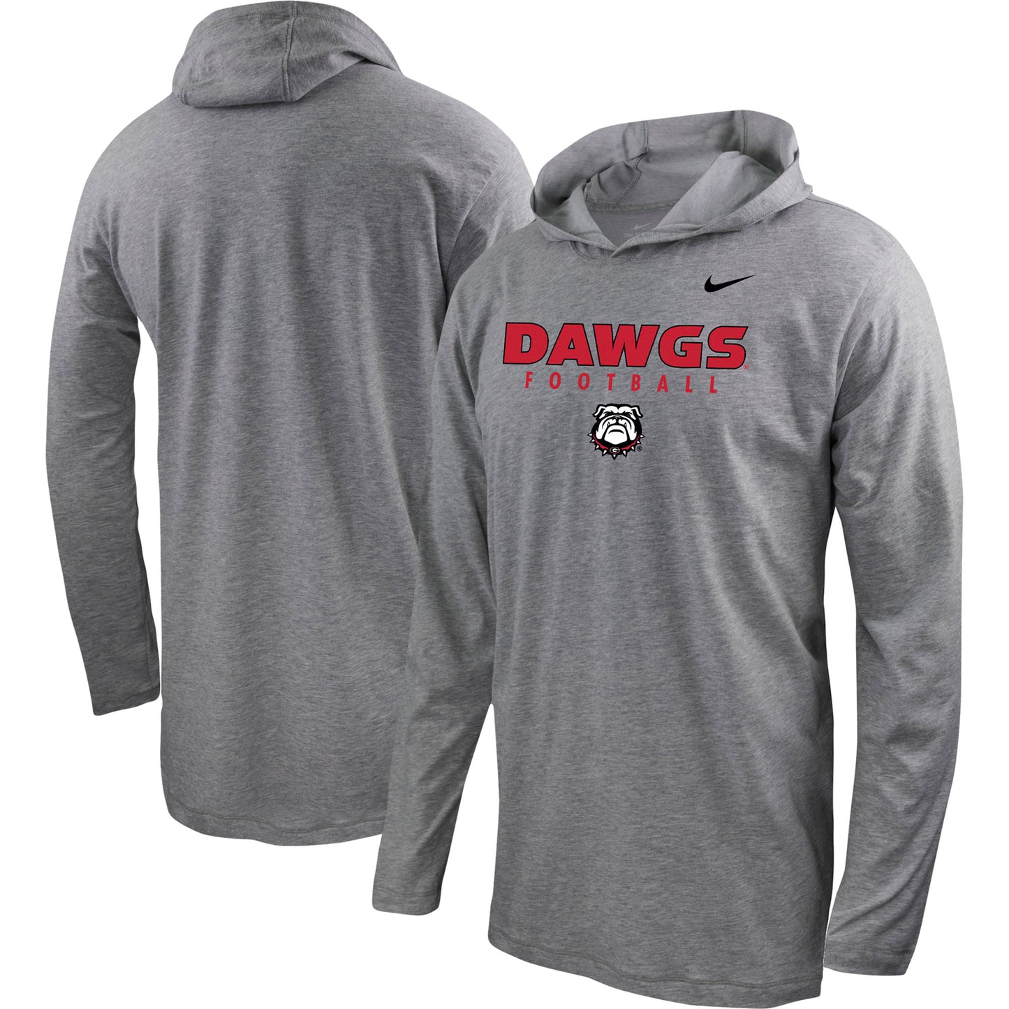 Men's Nike Heather Gray Georgia Bulldogs Football Long Sleeve Hoodie T-Shirt