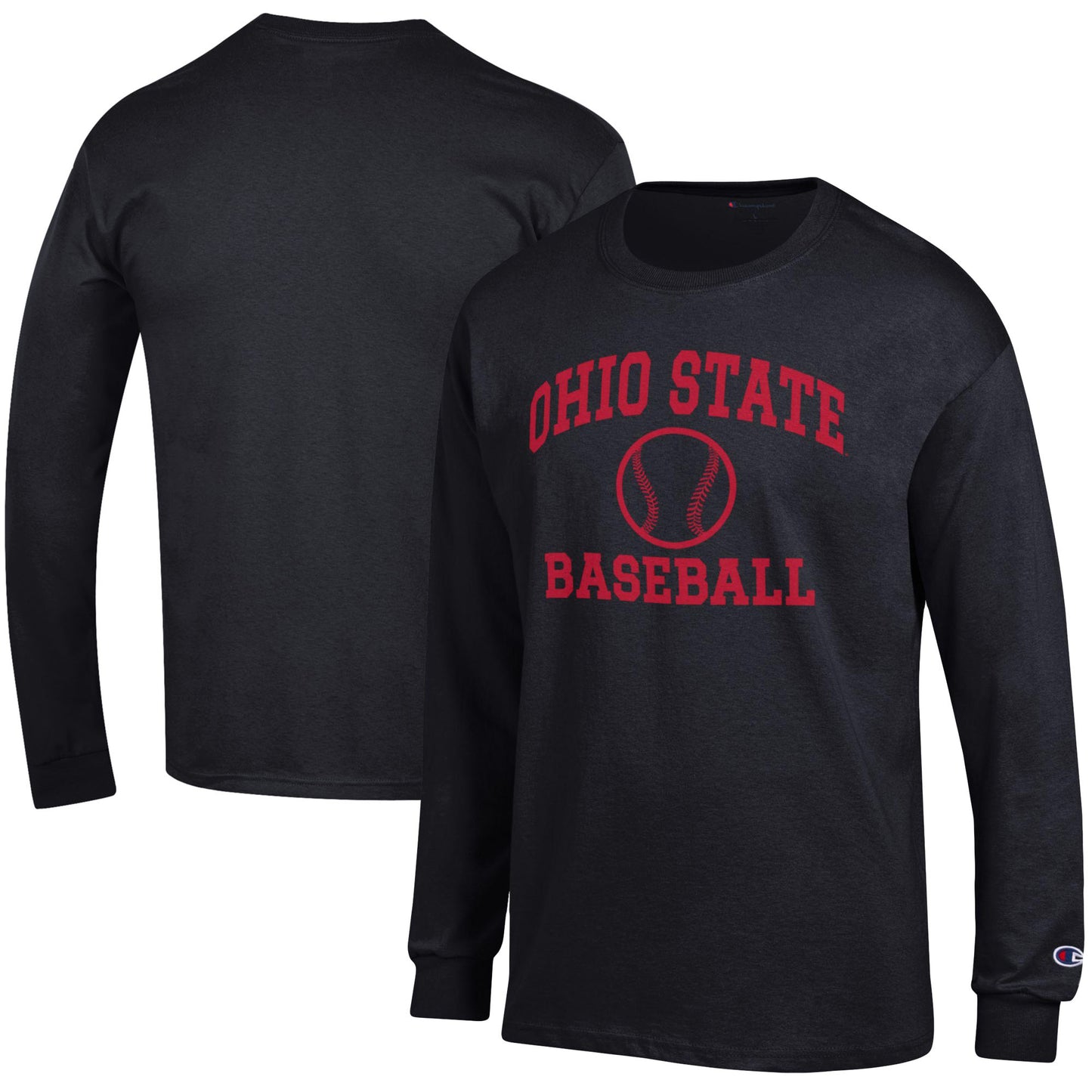 Men's Champion Black Ohio State Buckeyes Icon Baseball Long Sleeve T-Shirt