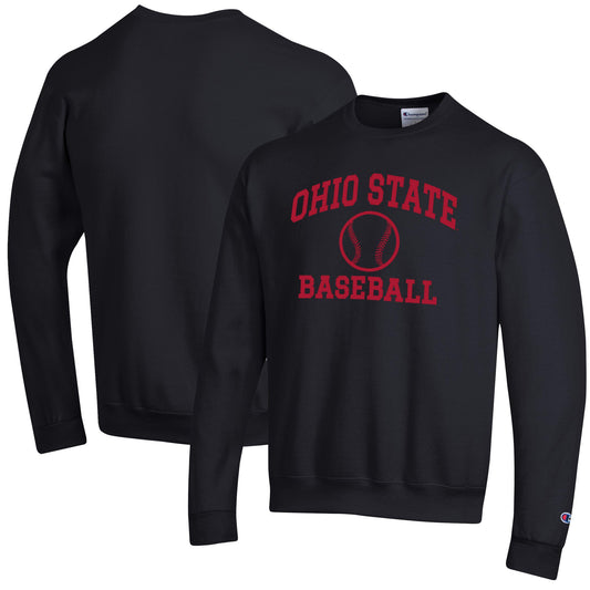 Men's Champion Black Ohio State Buckeyes Icon Baseball Powerblend Pullover Sweatshirt