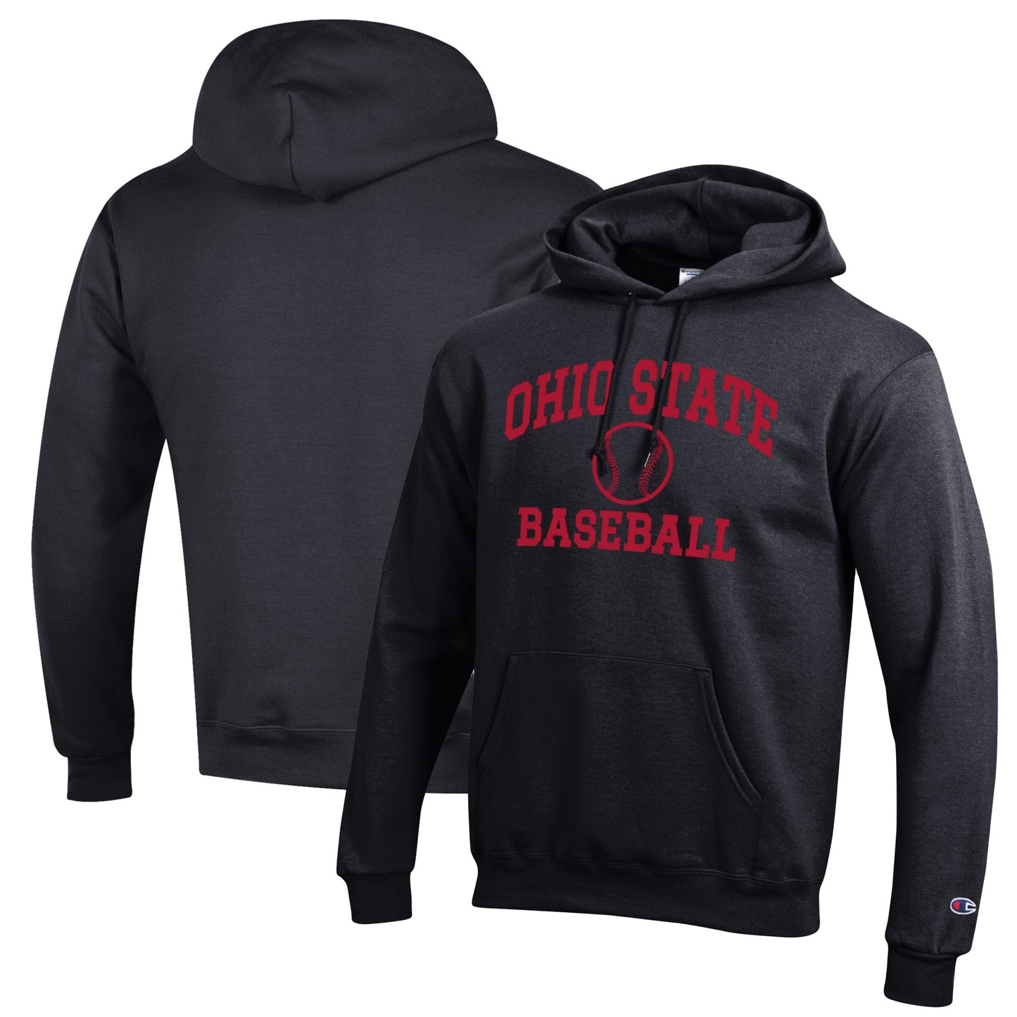 Men's Champion Black Ohio State Buckeyes Icon Baseball Powerblend Pullover Hoodie