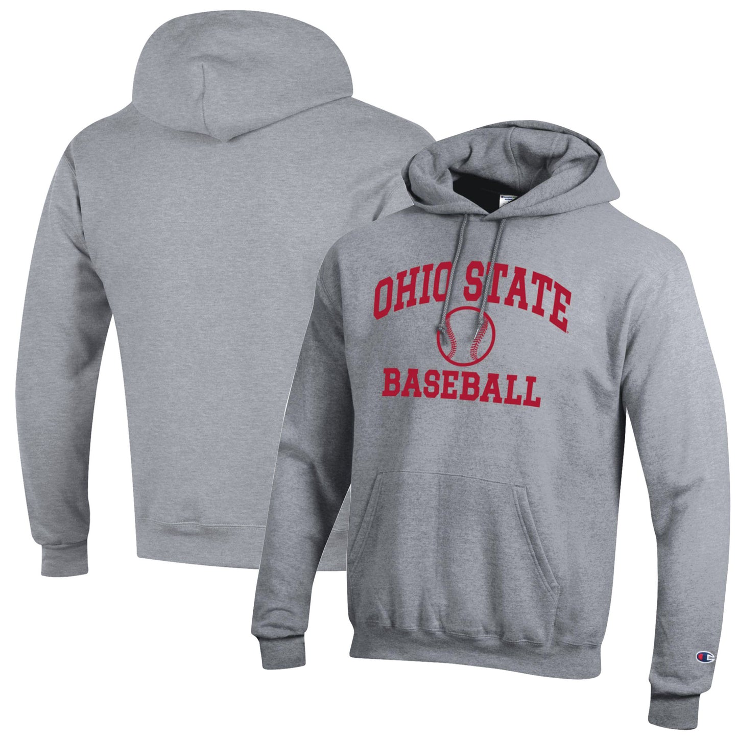 Men's Champion Gray Ohio State Buckeyes Icon Baseball Powerblend Pullover Hoodie