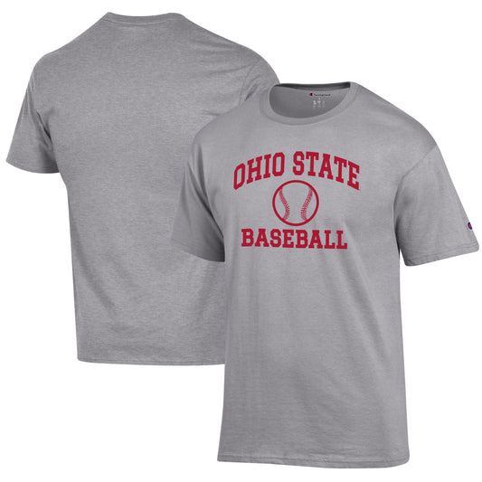 Men's Champion Gray Ohio State Buckeyes Icon Baseball T-Shirt