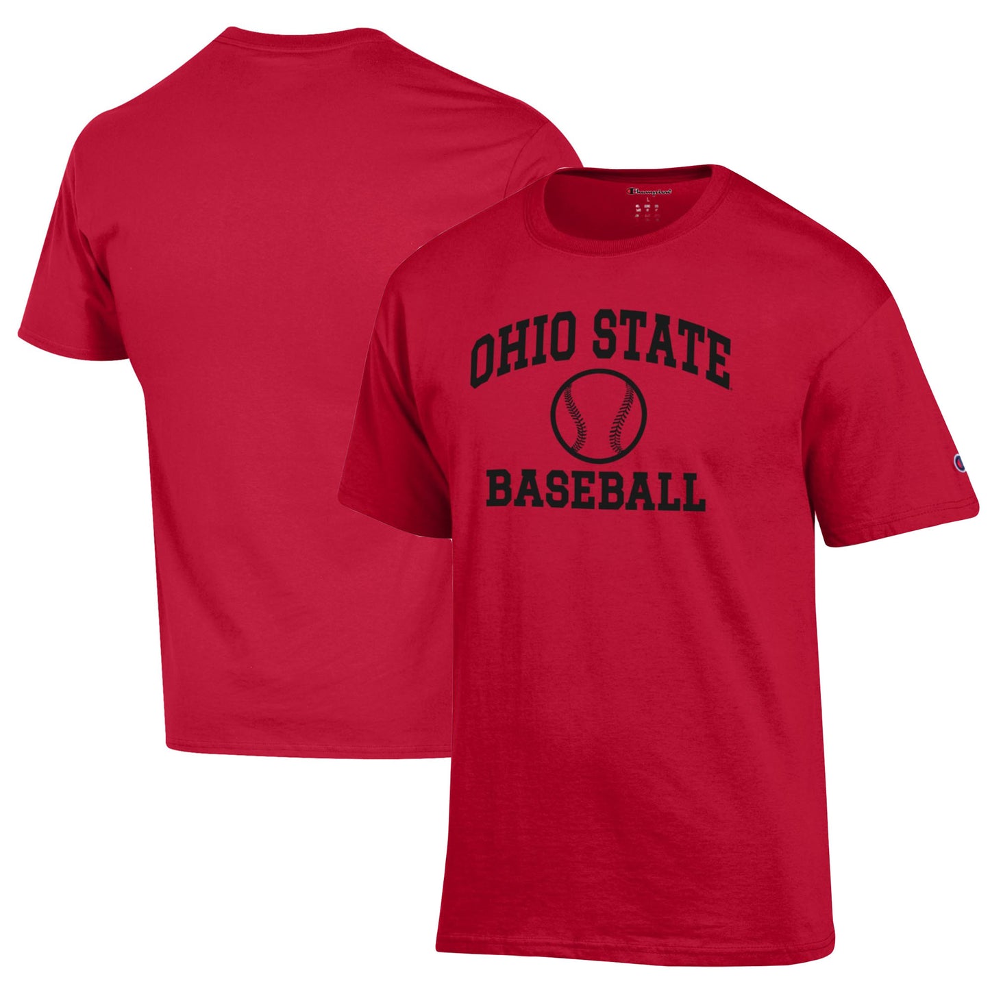 Men's Champion Scarlet Ohio State Buckeyes Icon Baseball T-Shirt