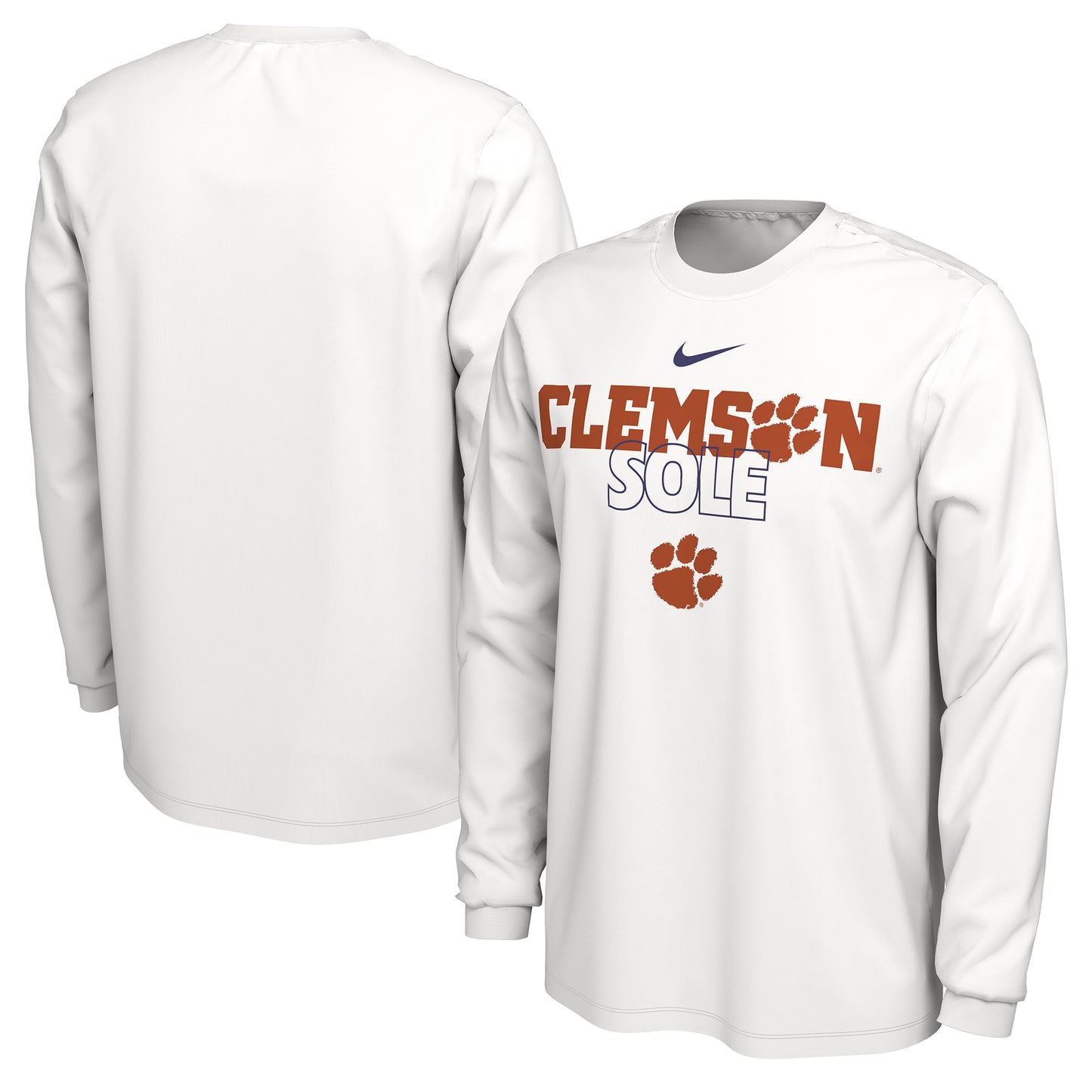 Nike  White Clemson Tigers 2023 On Court Bench Long Sleeve T-Shirt