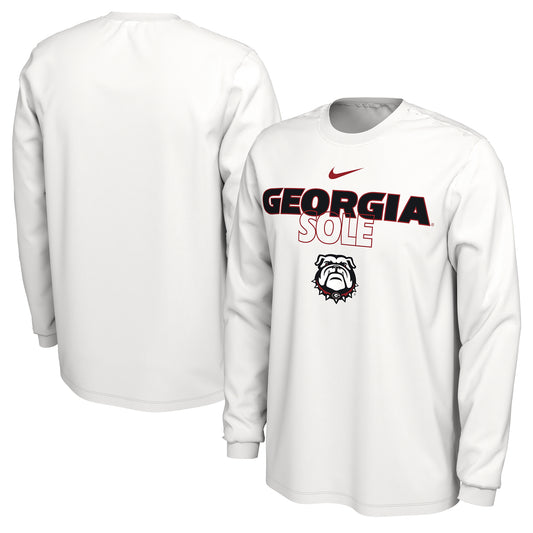 Nike  White Georgia Bulldogs 2023 On Court Bench Long Sleeve T-Shirt