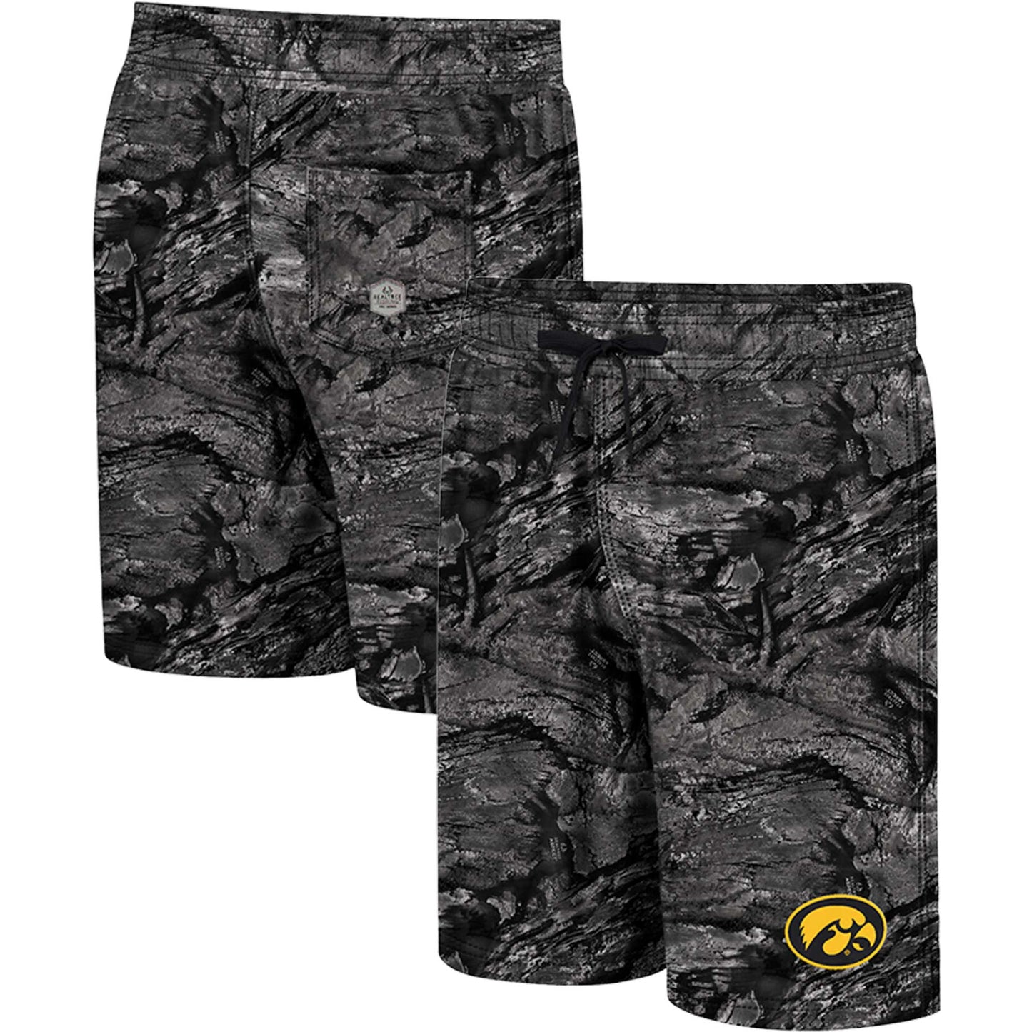 Men's Colosseum Charcoal Iowa Hawkeyes Realtree Aspect Ohana Swim Shorts