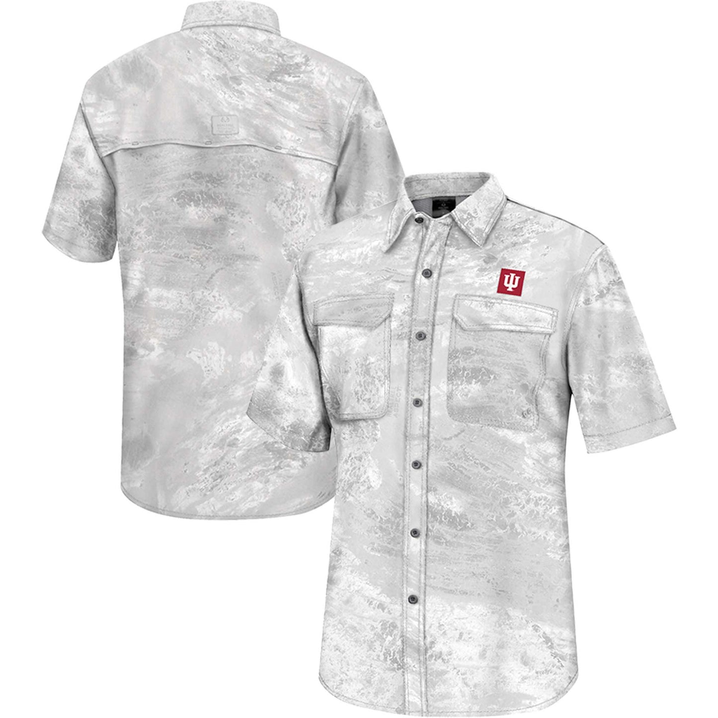 Men's Colosseum  White Indiana Hoosiers Realtree Aspect Charter Full-Button Fishing Shirt