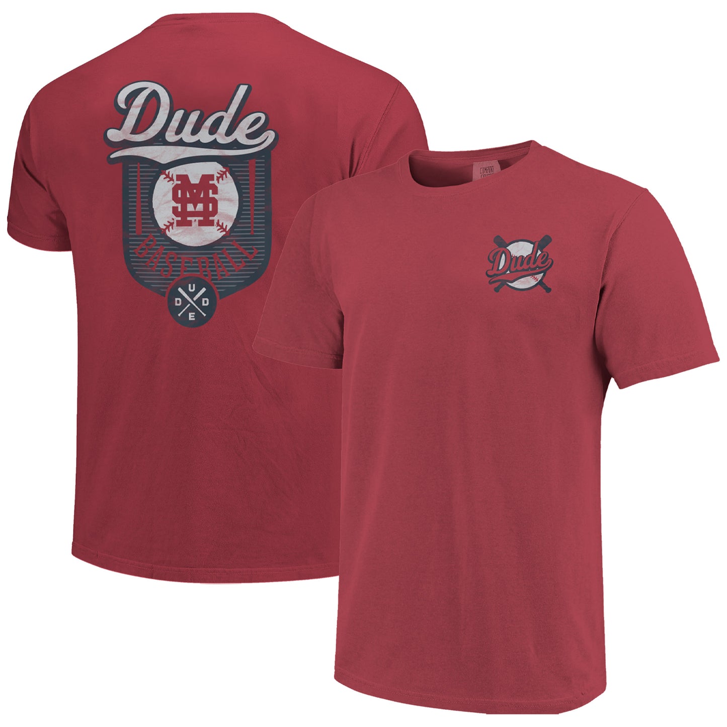 Men's Maroon Mississippi State Bulldogs Dude Baseball Comfort Color T-Shirt