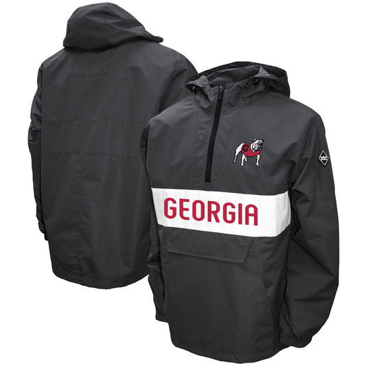 Men's Franchise Club Gray Georgia Bulldogs Alpha Anorak Half-Zip Jacket