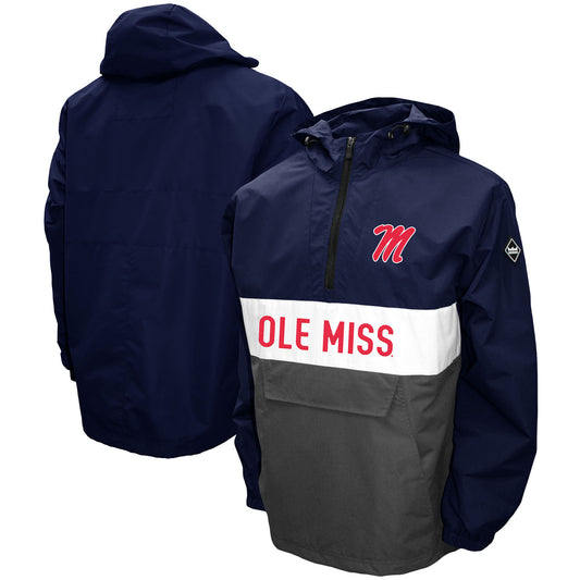Men's Franchise Club Navy Ole Miss Rebels Alpha Anorak Half-Zip Jacket
