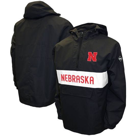 Men's Franchise Club Black Nebraska Huskers Alpha Anorak Half-Zip Jacket