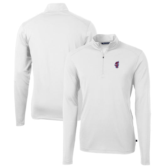 Men's Cutter & Buck White Florida Gators Swinging Gator Virtue Eco Pique Recycled Quarter-Zip Pullover Top