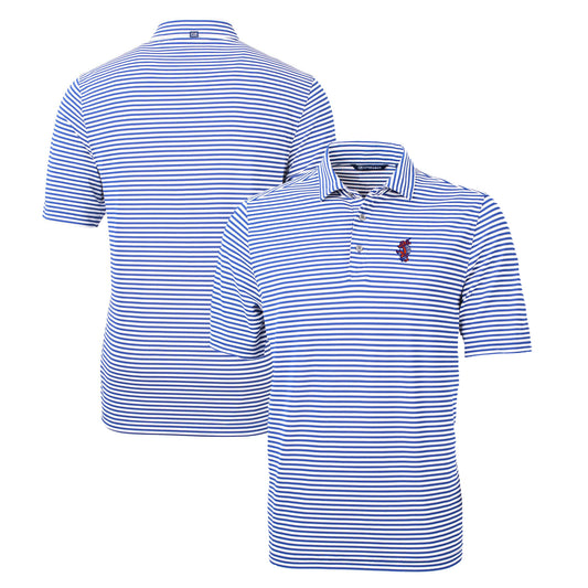 Men's Cutter & Buck Blue Florida Gators Swinging Gator Virtue Eco Pique Stripe Recycled Polo