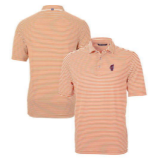 Men's Cutter & Buck Orange Florida Gators Swinging Gator Virtue Eco Pique Stripe Recycled Polo