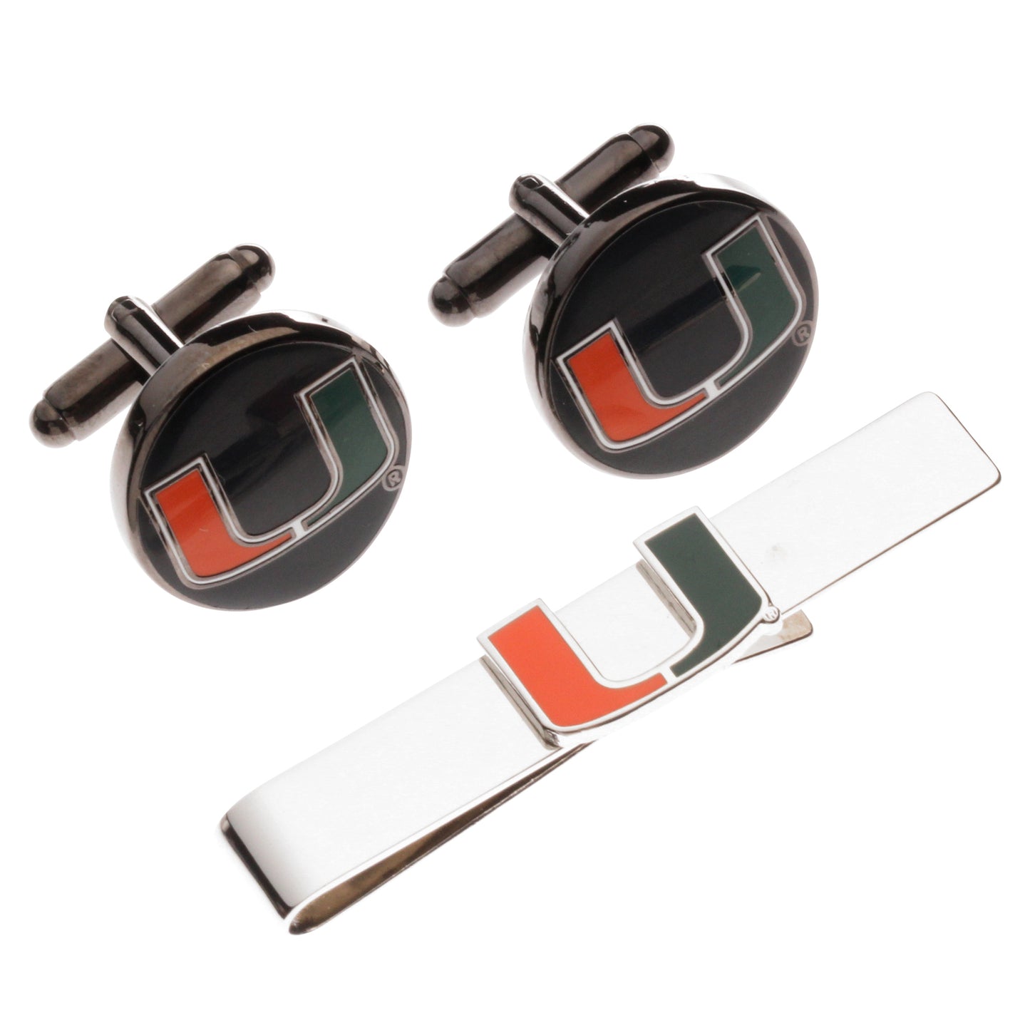 Men's Miami Hurricanes Tie Bar & Cufflinks Set