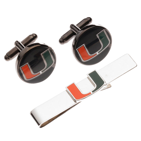 Men's Miami Hurricanes Tie Bar & Cufflinks Set