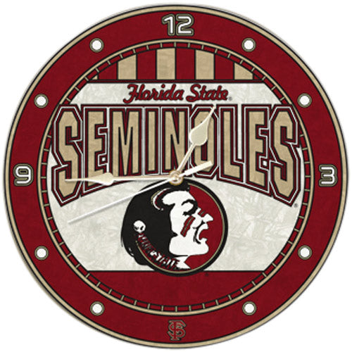 Florida State Seminoles (FSU) 12'' Art-Glass Wall Clock