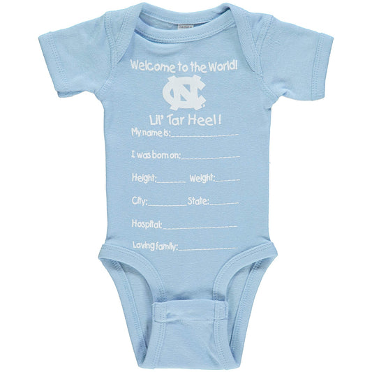 North Carolina Tar Heels Newborn Welcome to the World Creeper - Carolina Blue