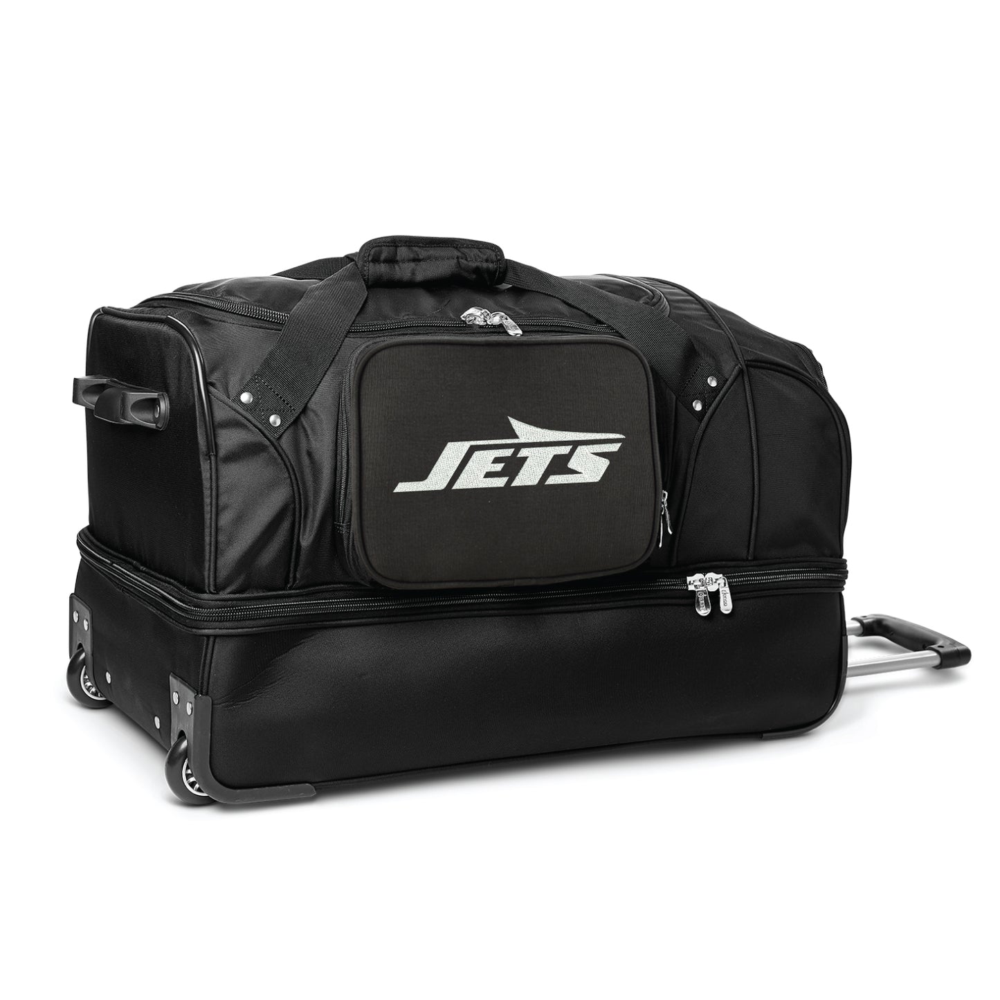 MOJO New York Jets Black 27'' 2-Wheel Drop Bottom Rolling Duffel Bag