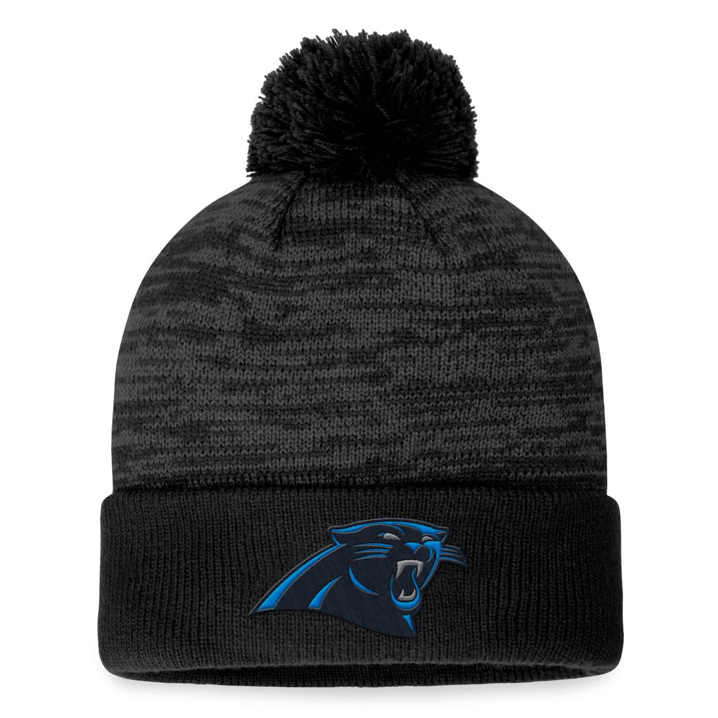 Men's Fanatics Black Carolina Panthers Defender Cuffed Knit Hat with Pom