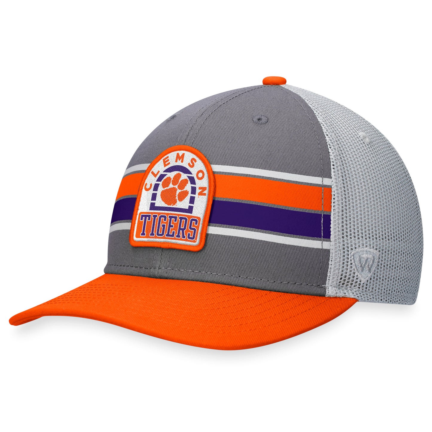 Men's Top of the World Gray/Orange Clemson Tigers Aurora Trucker Adjustable Hat