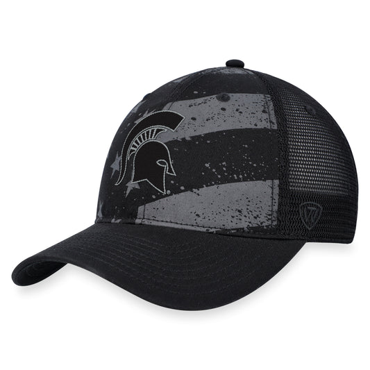 Men's Top of the World Black Michigan State Spartans OHT Stealth Trucker Adjustable Hat