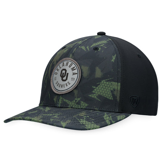 Men's Top of the World Black Oklahoma Sooners OHT Military Appreciation Camo Render Flex Hat