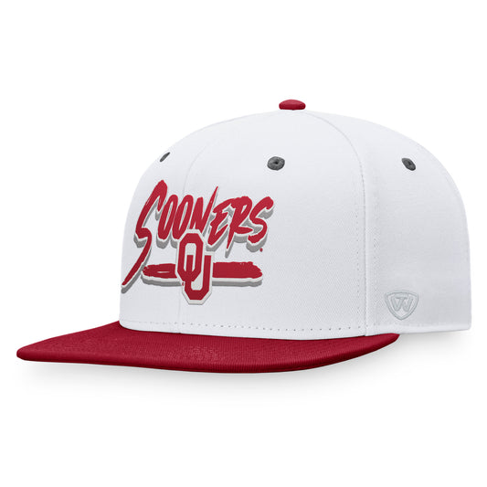 Men's Top of the World Gray/Cardinal Oklahoma Sooners Sea Snapback Hat