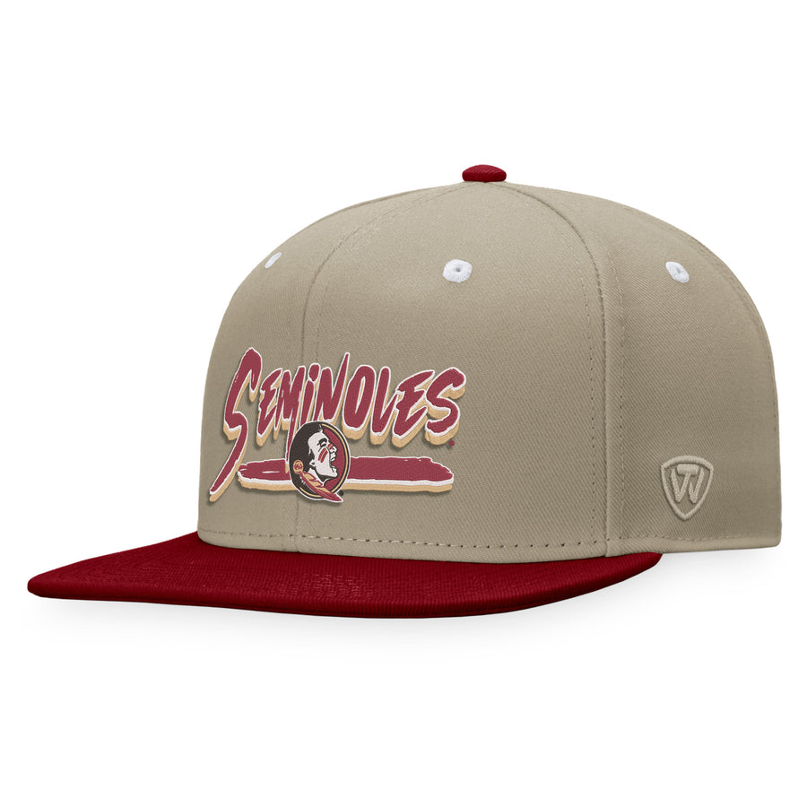 Men's Top of the World Khaki/Garnet Florida State Seminoles Land Snapback Hat