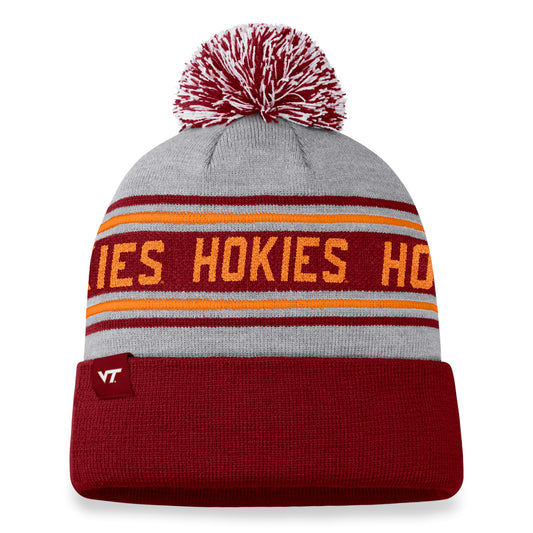 Men's Top of the World Heather Gray Virginia Tech Hokies Frigid Cuffed Knit Hat with Pom