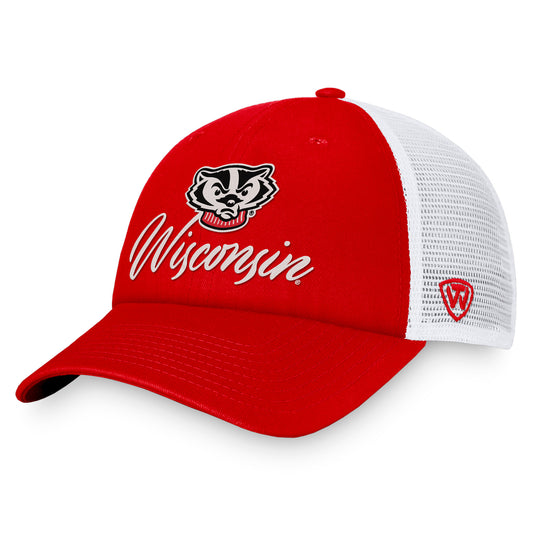 Women's Top of the World Red/White Wisconsin Badgers Charm Trucker Adjustable Hat